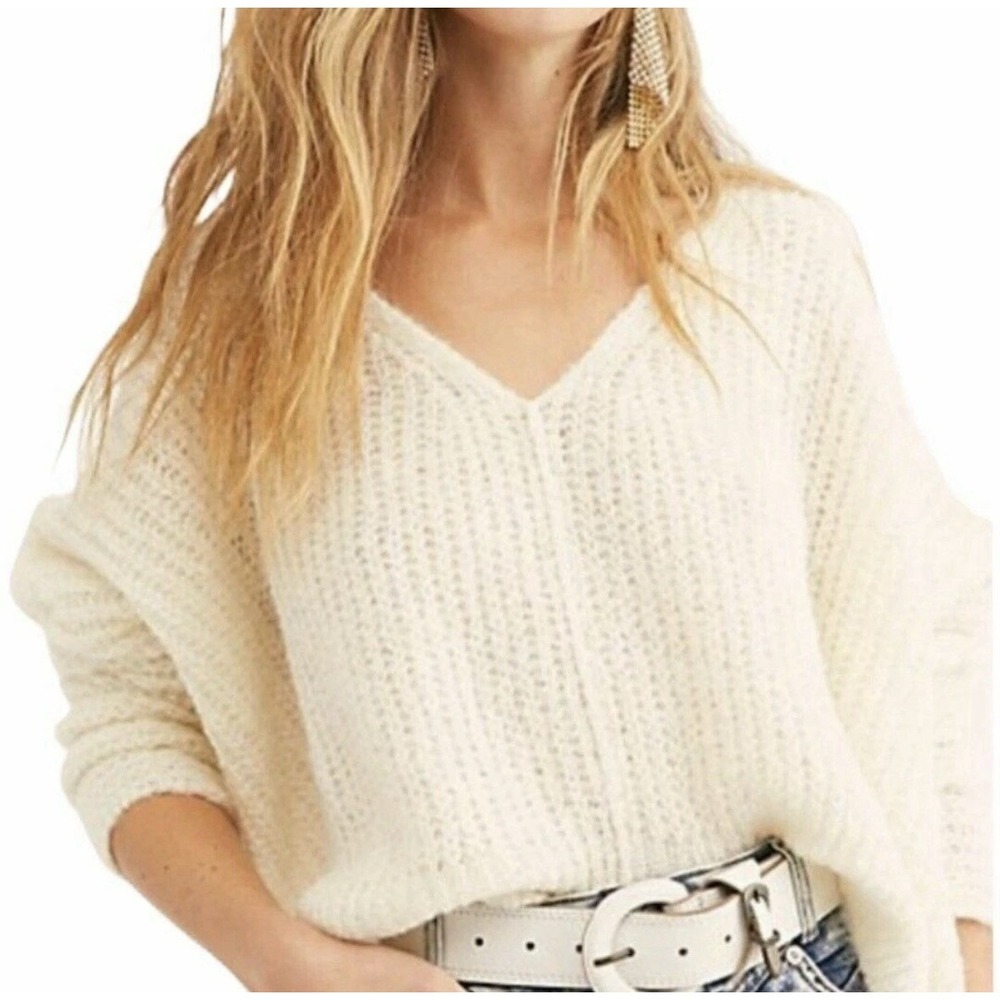Free‎ People Women's Moonbeam Alpaca Sweater M Ethereal Slouchy Boxy Oversized